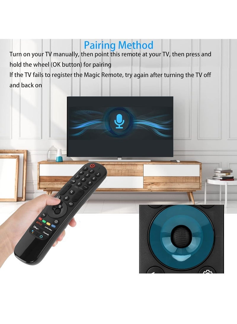 PopZa LG Magic Remote MR21GA, Voice Only Remote Control for LG 2021 Smart OLED QLED NanoCell TVs with 4 Shortcut Buttons (No NFC Function) with battery - Image 3