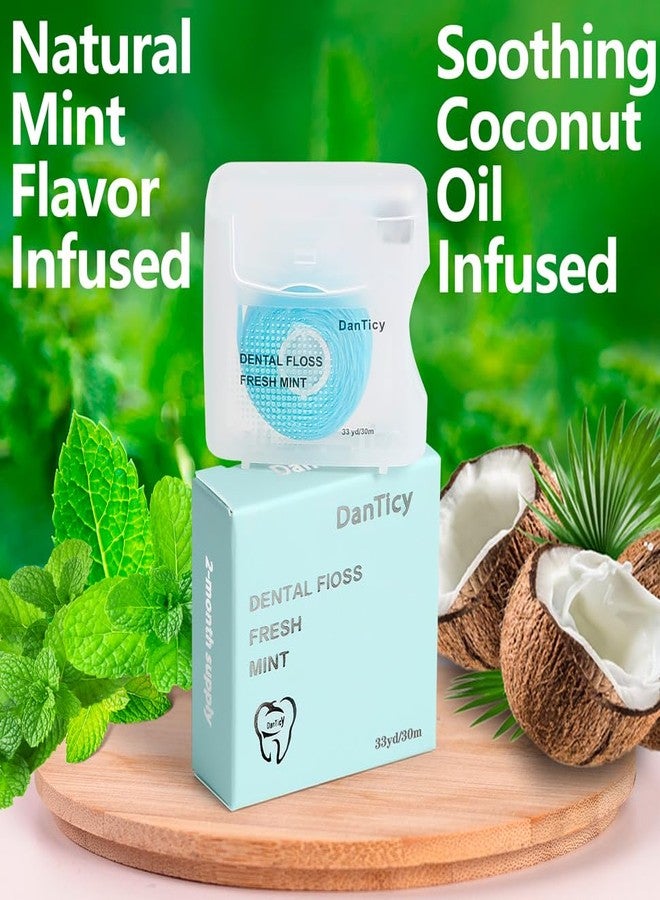 DanTicy Coconut-Oil Infused Woven Dental Floss,Deep Clean Natural Vegetable Waxed Floss,Extra Wide Cleaning and Slides Smoothly & Easily,PFAS Free | Mint Flavored(33 Yds x 2 Unit) - Image 5