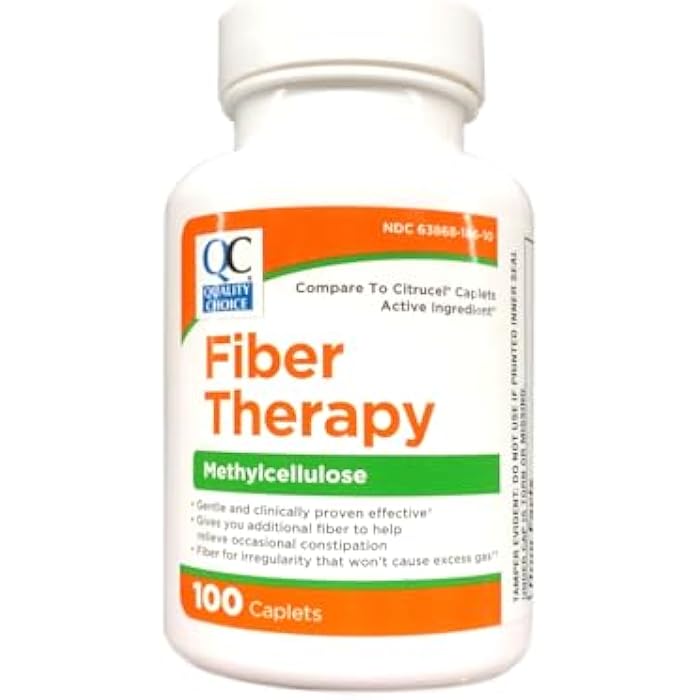 Quality Choice Fiber Therapy for Regularity Methylcellulose 500 mg 100 Caplets Pack of 3 - Image 2