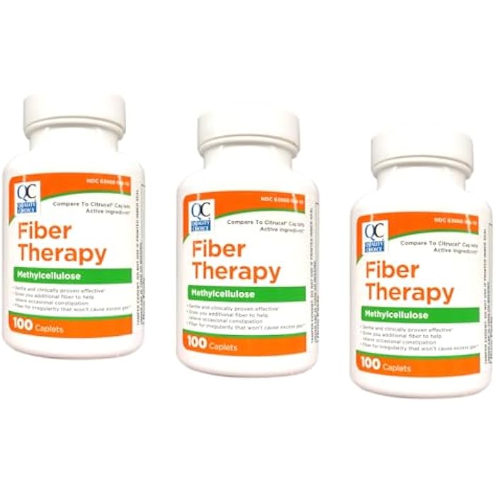 Quality Choice Fiber Therapy for Regularity Methylcellulose 500 mg 100 Caplets Pack of 3 - Image 1