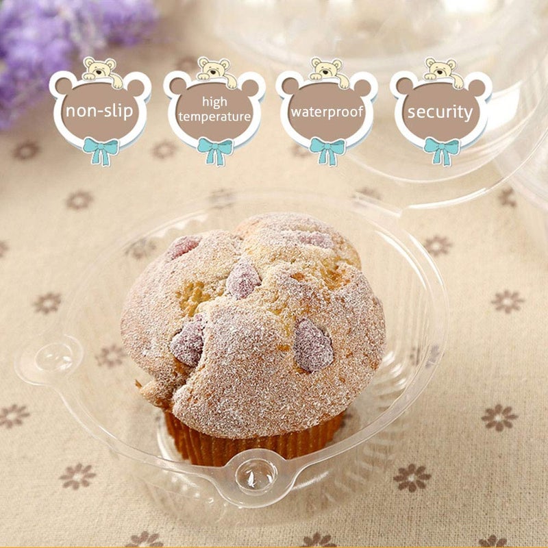 MR.FOAM Cupcake Holders Individual 50 PC Cupcake Containers Disposable Clear Plastic Single Muffin Dome Holders Cases Individual Cupcake Boxes Bulk (white  50 pcs) - Image 4