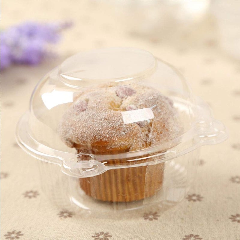 MR.FOAM Cupcake Holders Individual 50 PC Cupcake Containers Disposable Clear Plastic Single Muffin Dome Holders Cases Individual Cupcake Boxes Bulk (white  50 pcs) - Image 3