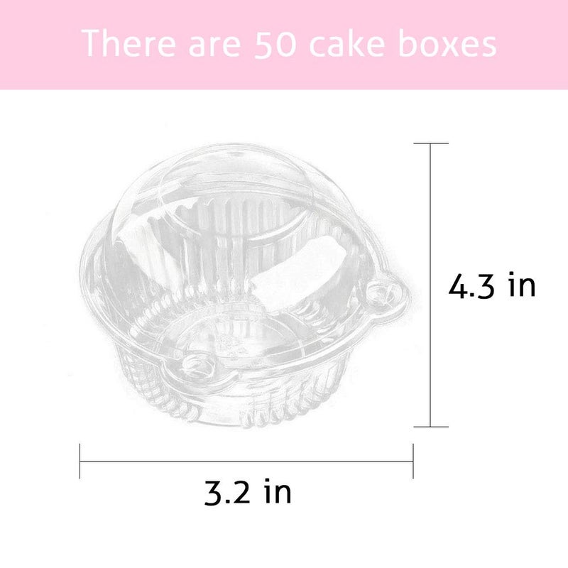 MR.FOAM Cupcake Holders Individual 50 PC Cupcake Containers Disposable Clear Plastic Single Muffin Dome Holders Cases Individual Cupcake Boxes Bulk (white  50 pcs) - Image 2