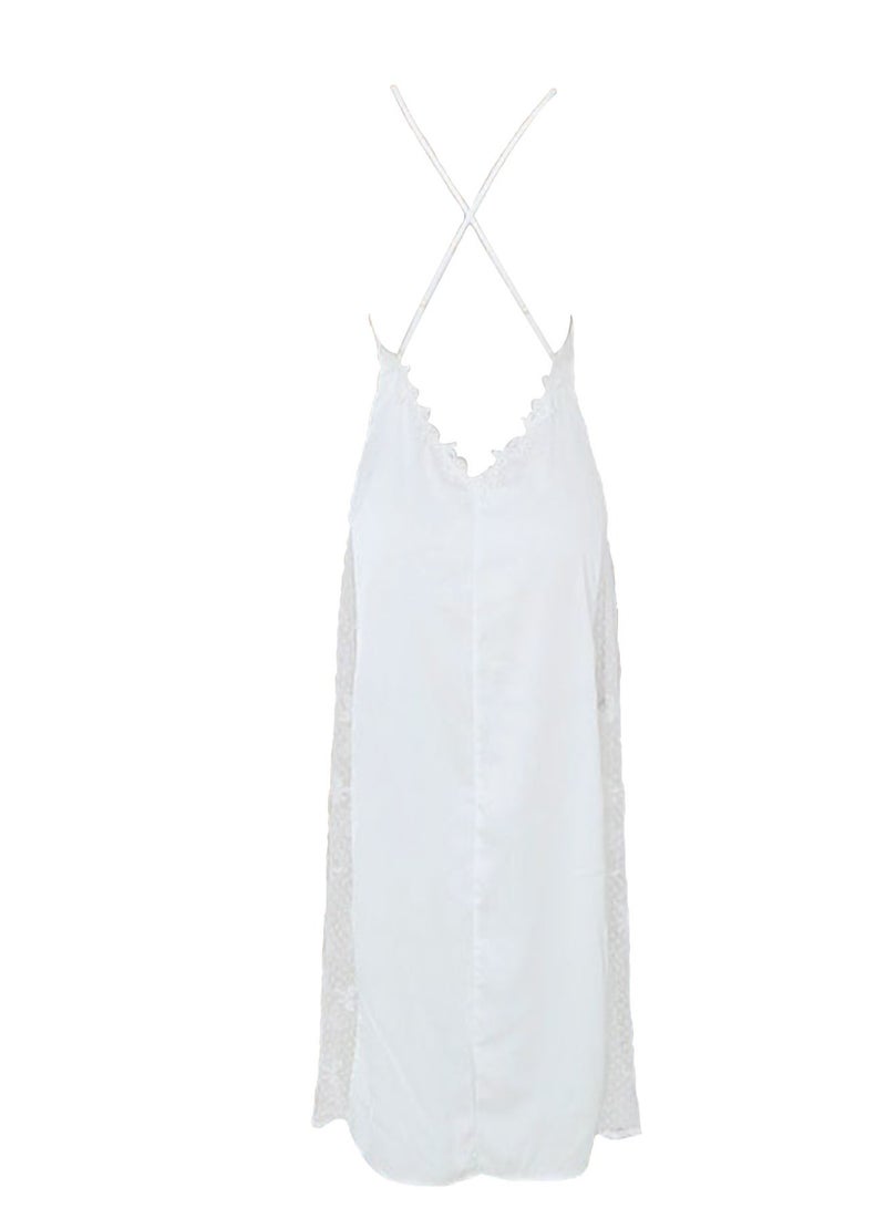 Polka-Dot Mesh Sleepwear For Wedding Hollow Daisy Purfle French Silky Elastic Sleep Dress  - Image 2