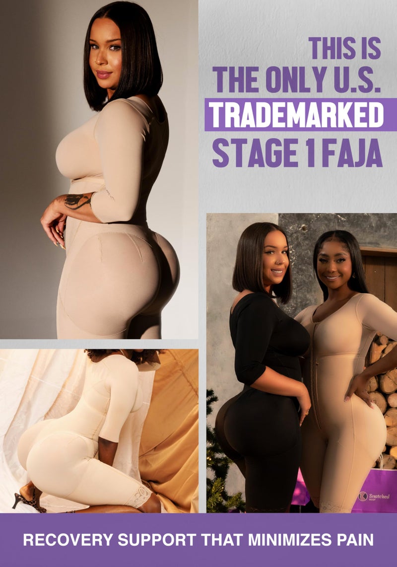 Snatched Body Fajas Colombianas | Full Body Faja Shapewear for Women with Sleeves | Stage 1 Faja Post Surgery BBL & Lipo 361 Black M - Image 3