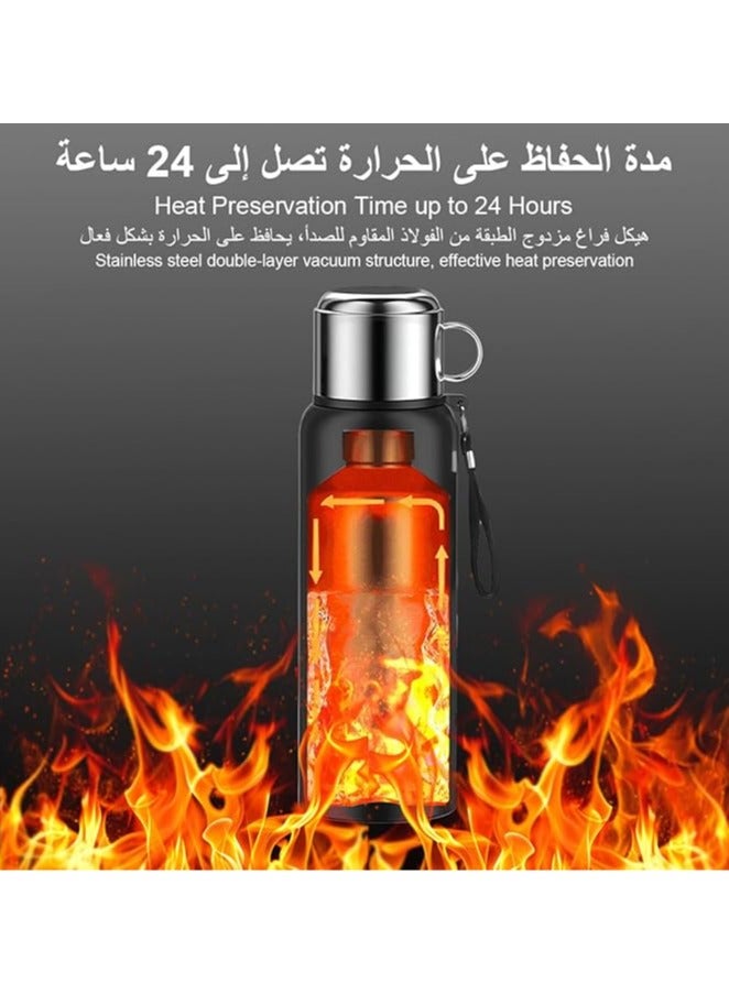 Arabest Vacuum Insulated Water Bottle 1500ml, Stainless Steel Smart LED Touch Temperature Display Thermos Cup Double Wall Leakproof Hot Cold Liquid Container Travel Coffee Flask Mug for Camping Hiking Cycling - Image 2