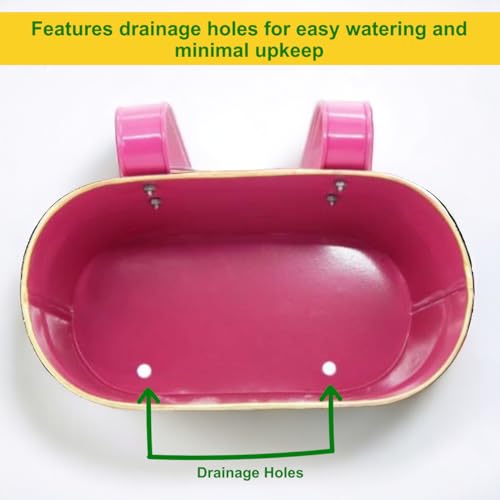 ecofynd 12 Inches Aurelia Railing Planters for Balcony, Hanging Pots for Plants, Wall Hanging Decorative Planters for Vertical Garden, Oval,12 inches Pack of 1 (Pink) - Image 5