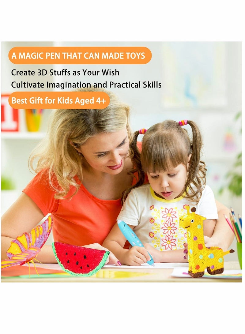 3D Pen for Kids Aged 4+, 3D Printing Pen for 3D Thinking Training, Wireless 3D Pen with 2 Feeding Speeds, Built-in Rechargeable Battery, 1.75cm PCL Filament is Included - Image 2