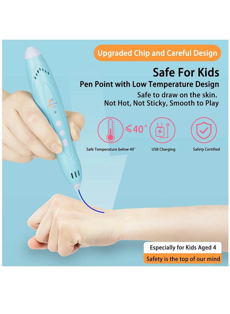 3D Pen for Kids Aged 4+, 3D Printing Pen for 3D Thinking Training, Wireless 3D Pen with 2 Feeding Speeds, Built-in Rechargeable Battery, 1.75cm PCL Filament is Included - Image 4