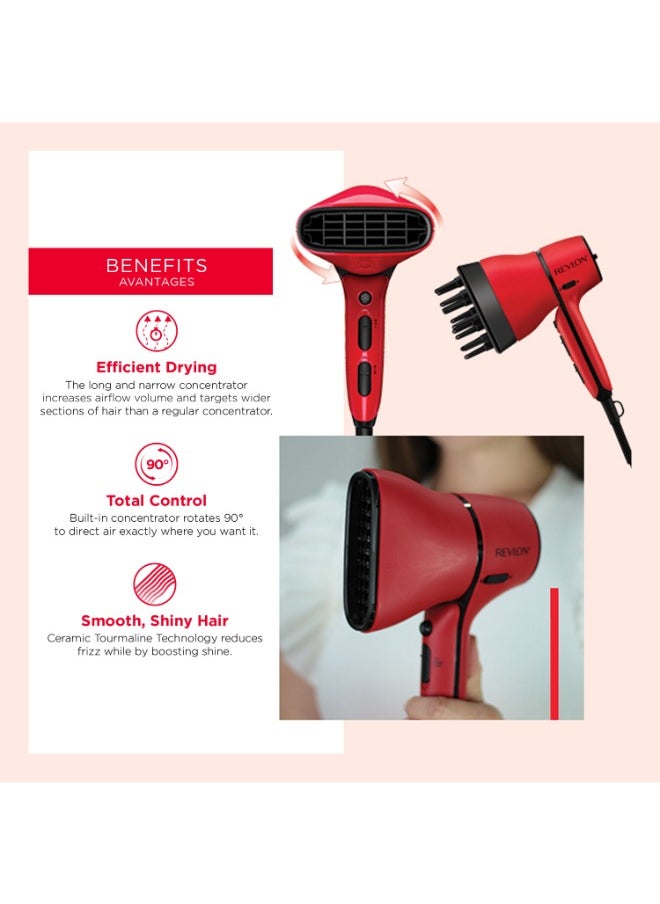 Revlon - Airflow Control Hair Dryer 2000W Wider Head 90 Degrees Rotating Removable End Cap 3 Heat 2 Speed And Cool Shot - Image 1