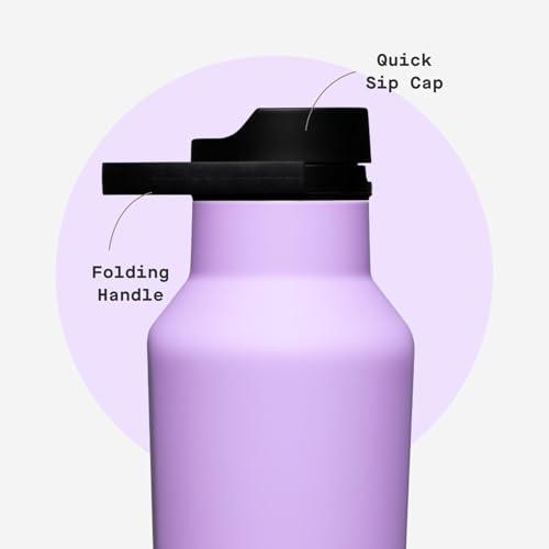 Corkcicle Sport Canteen - Keeps Drinks Cold 25 Hours - Stainless Steel Water Bottle - Triple-Insulated - Spill-Proof - Summer Drinkware Gift - Keeps Drinks Ice Cold - 20 oz - Sun-Soaked Lilac - Image 5