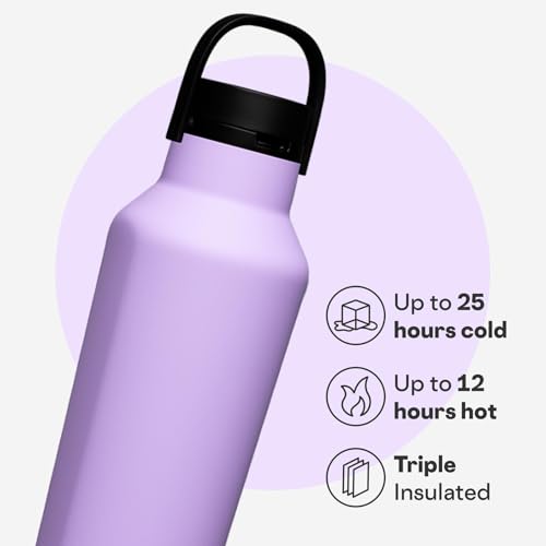 Corkcicle Sport Canteen - Keeps Drinks Cold 25 Hours - Stainless Steel Water Bottle - Triple-Insulated - Spill-Proof - Summer Drinkware Gift - Keeps Drinks Ice Cold - 20 oz - Sun-Soaked Lilac - Image 3