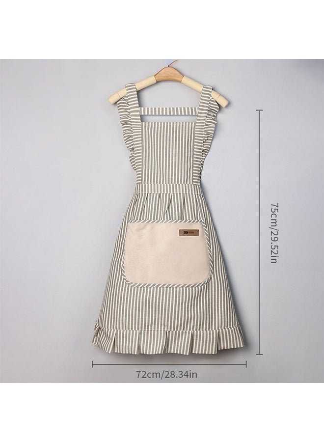 مرايل مطبخ قطنية للطهي، صدرية قابلة للتعديل، مريلة شيف ناعمة مخططة مع جيوب واسعة للرجال والنساء - Image 2