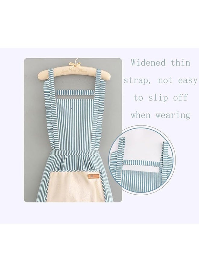 مرايل مطبخ قطنية للطهي، صدرية قابلة للتعديل، مريلة شيف ناعمة مخططة مع جيوب واسعة للرجال والنساء - Image 3