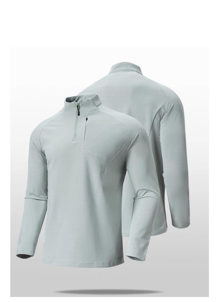Men's Half Zipper Comfortable Long Sleeve Bottom Shirt Interior - Image 2