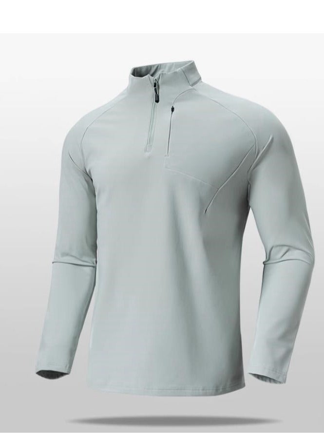 Men's Half Zipper Comfortable Long Sleeve Bottom Shirt Interior - Image 1