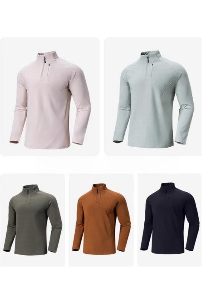 Men's Half Zipper Comfortable Long Sleeve Bottom Shirt Interior - Image 3
