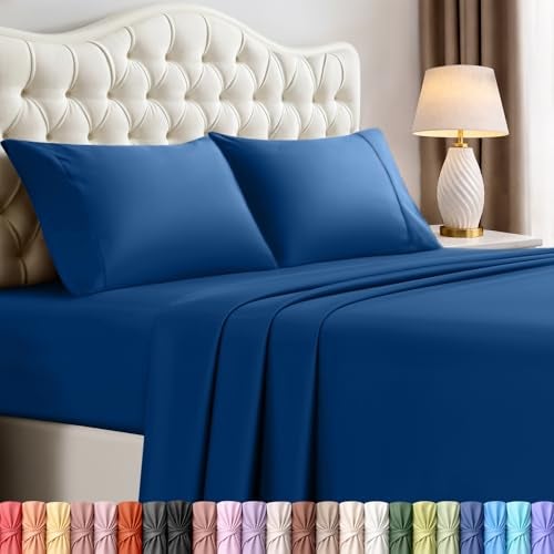 Utopia Bedding Full Size Sheet Set 4 Piece Bed Sheets Soft and Breathable Microfiber Includes 1 Fitted Sheet 1 Flat Sheet and 2 Pillowcases Oeko Tex Dusk Blue - Image 1