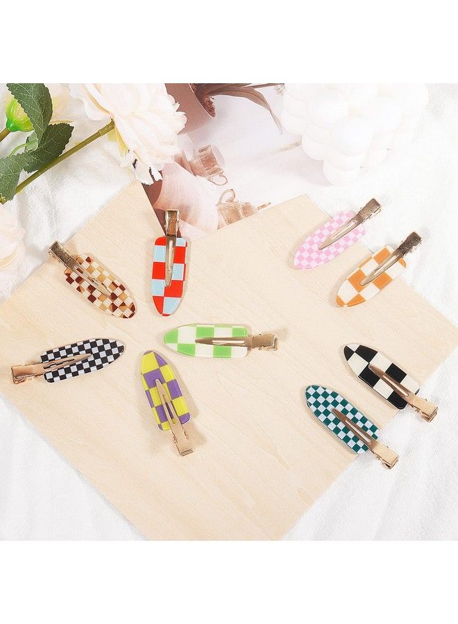 KesaPlan 9Pcs No Bend Hair Clips Checkerboard No Crease Hair Clips Curl Pins Acrylic Resin Flat Styling Clip Colorful Bang Seamless Duckbill Hair Barrette For Makeup Hairstyle Accessories For Women Girls - Image 5