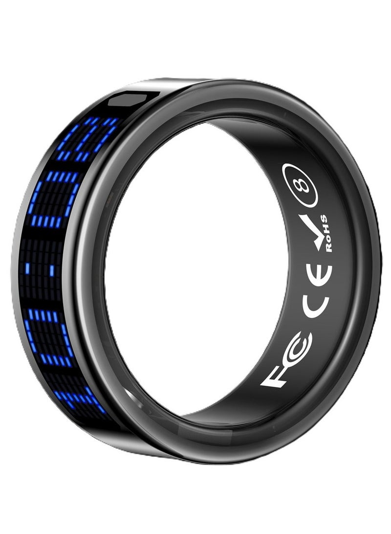 general Smart Ring SR16 for Heart Rate Monitoring, Blood Oxygen Monitoring, Sleep Monitoring, Motion Detection, Multi-Functional Display, All-Weather Protect Your Health with Caller ID reminder, IP68 Waterproof, Black No.12, Internal Diameter: 21.5mm, Perimeter: 67.5mm - Image 1
