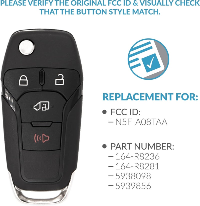 Keyless2Go Replacement 4 Button Remote Flip Key for Ford Transit - 2 Pack - Image 3