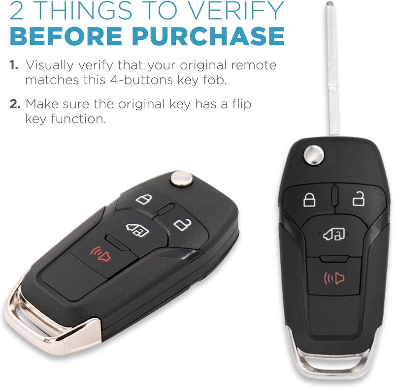 Keyless2Go Replacement 4 Button Remote Flip Key for Ford Transit - 2 Pack - Image 4