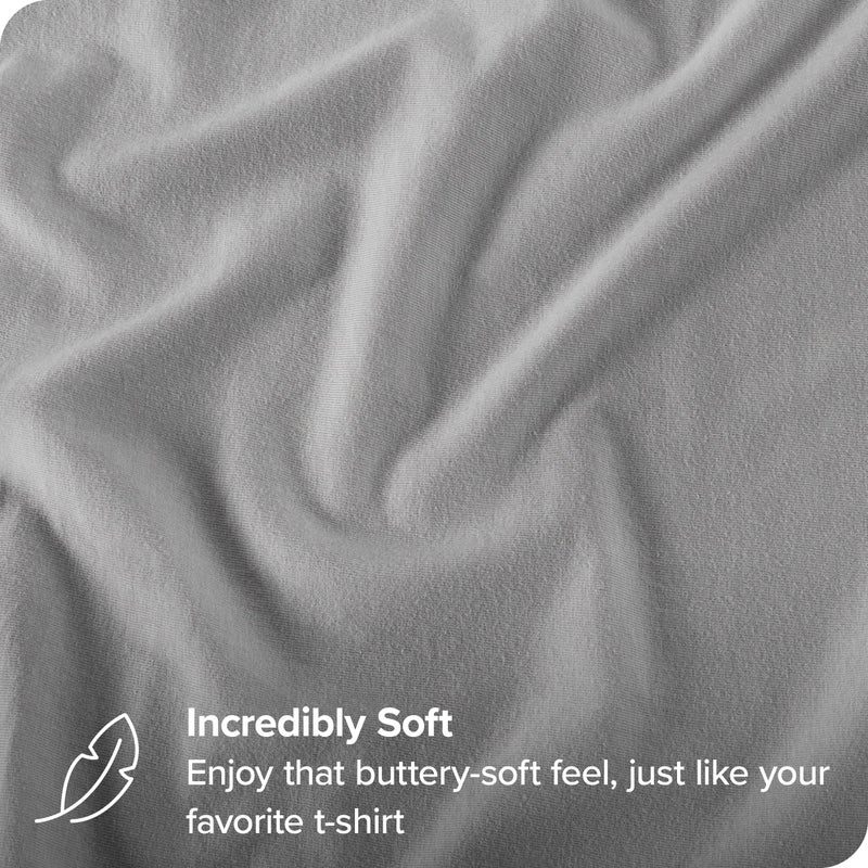 Bare Home Bare Home 100% Organic Cotton Jersey Fitted Sheet - Twin Size - Ultra Soft - Deep Pocket Fitted Sheet - 100% Cotton - Ring Spun Yarns (Twin  Light Grey)  - Image 3