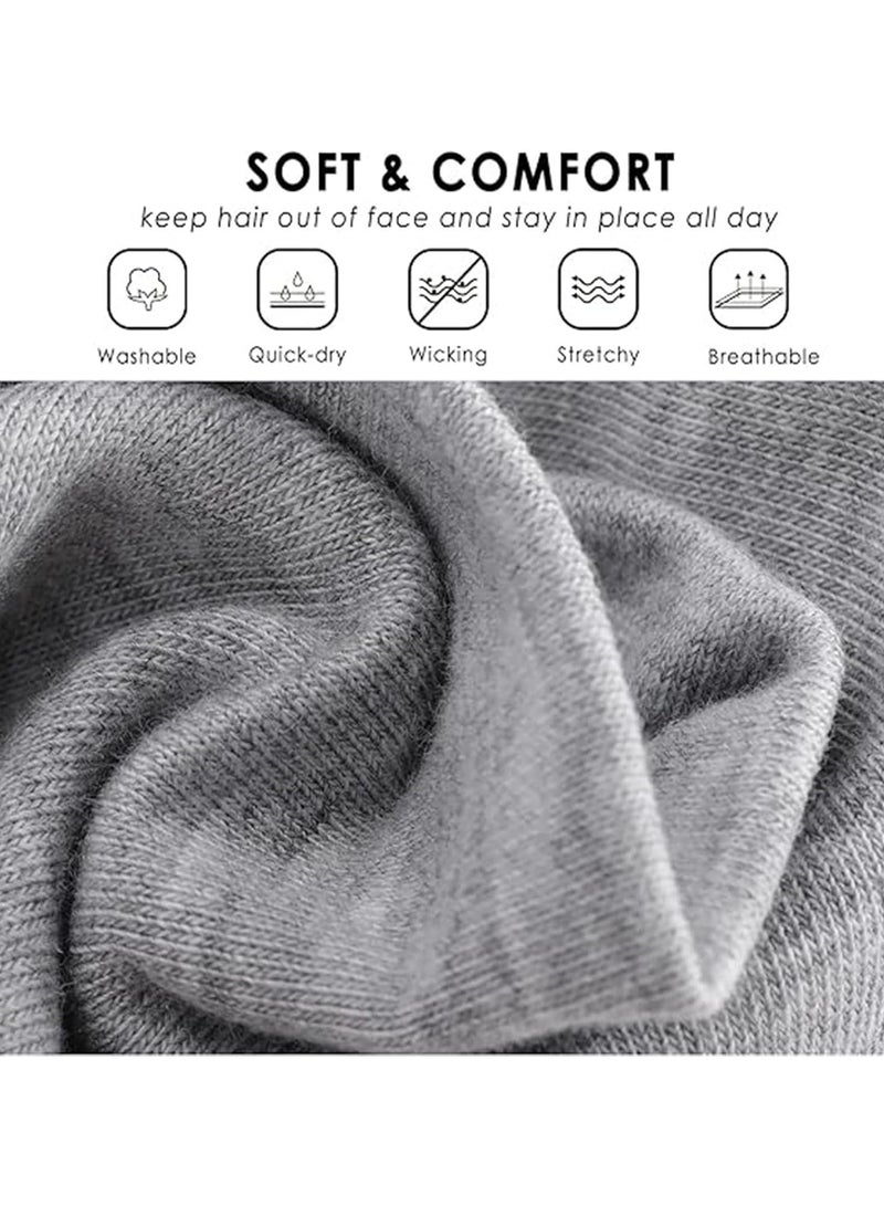 Goolsky 6 Pcs Headbands for Women, Non Slip Soft Cotton Sport Elastic Hairbands for Men and Women, Thin Summer Headband, Soft Cotton Hair Bands for Yoga, Workout, Running, Cycling (Black, Gray, White) - Image 4