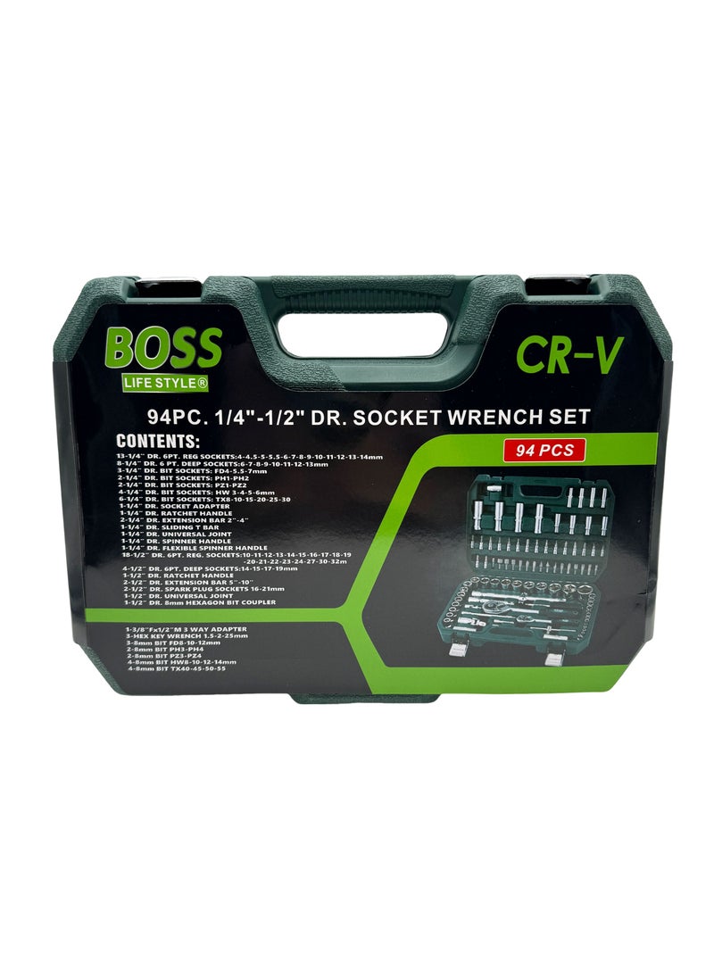 BOSS LIFE STYLE - Premium 94-Piece Tool Socket Set (1/2" and 1/4" Drive) - German Precision Engineering - Image 1