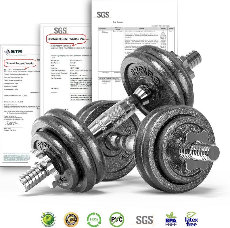 PROIRON 15kg Cast Iron Adjustable Dumbbell Set Hand Weight with Solid Dumbbell Handles - Image 4