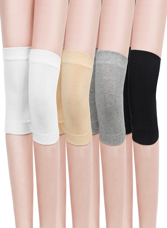 Geyoga 4 Pairs Knee Warmers for Women Men Breathable Leg Warmers Knee Brace Pad Leg Compression Sleeve for Cycling Running(White, Black, Nude Color, Gray,Medium) - Image 1