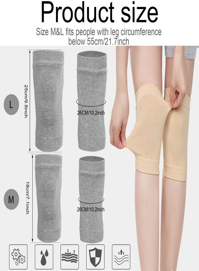 Geyoga 4 Pairs Knee Warmers for Women Men Breathable Leg Warmers Knee Brace Pad Leg Compression Sleeve for Cycling Running(White, Black, Nude Color, Gray,Medium) - Image 2