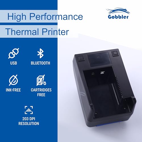 GOBBLER 58mm (2 inches) Direct Thermal Printer for Bill Printing, USB Wired with Bluetooth Connectivity - Monochrome Desktop - Image 2