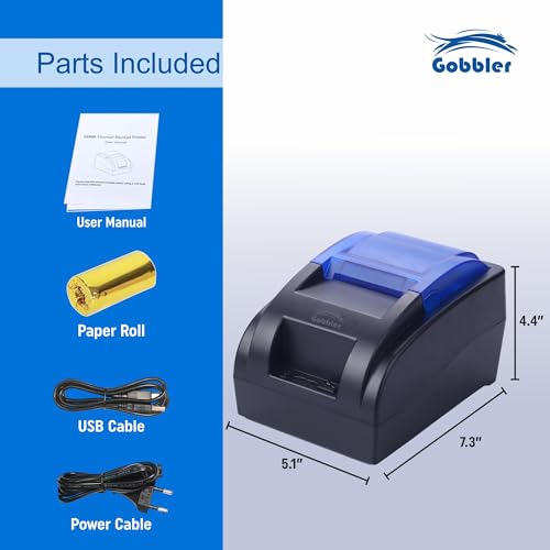 GOBBLER 58mm (2 inches) Direct Thermal Printer for Bill Printing, USB Wired with Bluetooth Connectivity - Monochrome Desktop - Image 3