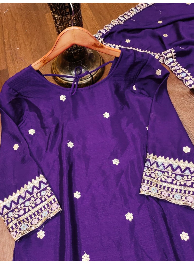 Super Asian Designer Embroidered Sharara Suit with Heavy Sequence Dupatta – Fully Stitched - Image 3