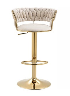 Modern Velvet Adjustable Barstools 360° Swivel Counter Stools with Golden Base Upholstered Open Back Tall Bar Chairs with Footrest for Home Pub Kitchen