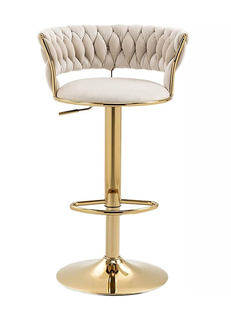 DubaiGallery - Modern Velvet Adjustable Barstools 360° Swivel Counter Stools with Golden Base Upholstered Open Back Tall Bar Chairs with Footrest for Home Pub Kitchen - Image 1