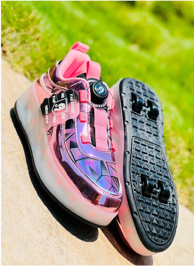 LITTLE ROCKZ - حذاء رياضي بإضاءة فلاش LED بعجلة مزدوجة، حذاء رياضي لامع أنيق مع نعل لايتنينج - Image 1