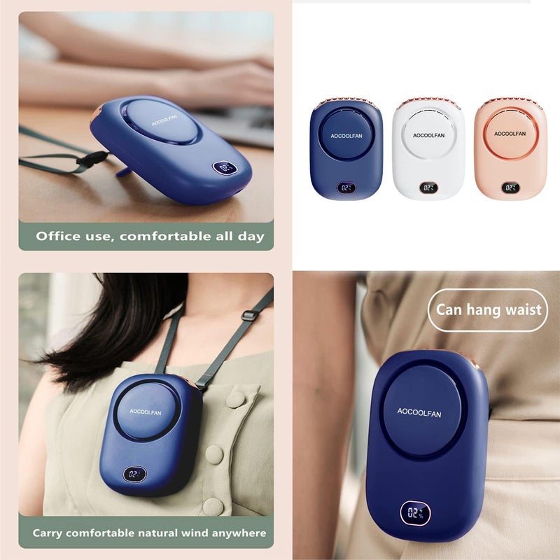 AOCOOLFAN Portable Neck Fan, Handheld Mini Fan Small Personal Fan, Hand Held Fan USB Rechargeable Eyelash Fan for Kids Girls Boys Woman Man Home Outdoor Travel (navy blue) - Image 4