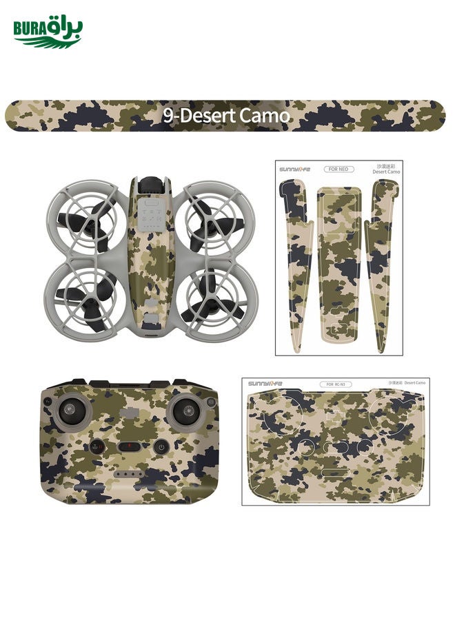 BURAQ For DJI Neo Drone Body Remote Control Protective Sticker(Desert Camo) - Image 3