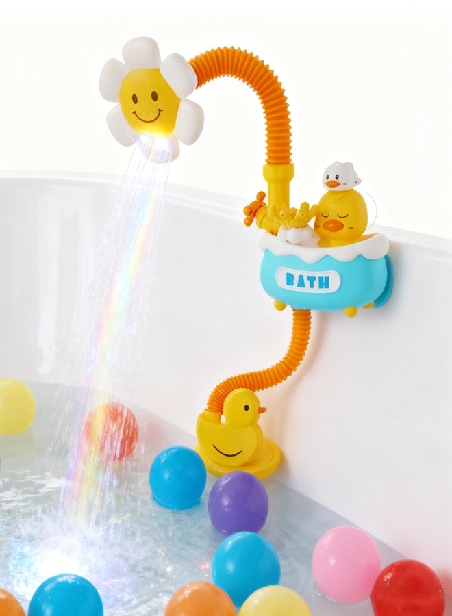 LO.BABY.VE Sunflower Bath Duck Shower Baby Water Toy Little Yellow Duck Spray Shower Bath Toy - Image 1