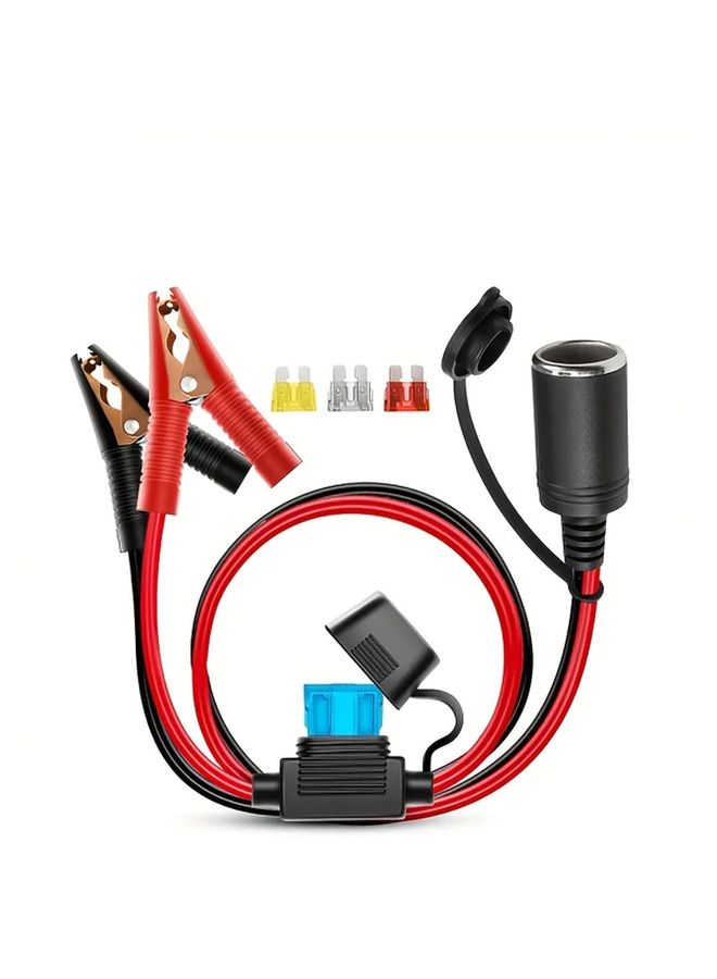16AWG 6FT Car Battery Adapter With Alligator Clips Auxiliary Connectors 12V Socket - Image 1