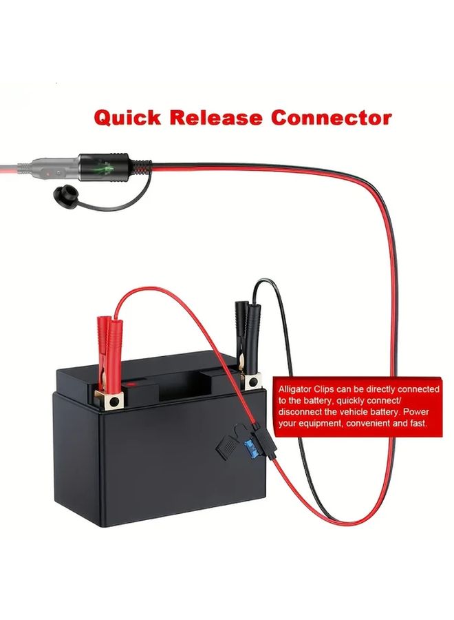 16AWG 6FT Car Battery Adapter With Alligator Clips Auxiliary Connectors 12V Socket - Image 4
