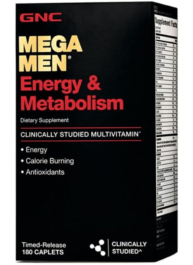 GNC Mega Men Energy And Metabolism Multivitamin For Men Increased Energy Metabolism And Calorie Burning - 180 Count 
