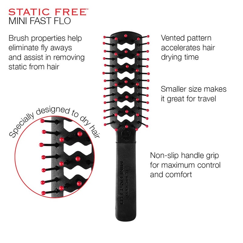 Cricket Static Free Mini Fast Flo Vent Hair Brush - Curling, Blow Drying, Detangling and Styling Wet or Dry Hair, Ideal for Travel, 1.5", Suitable for All Hair Types - Image 3