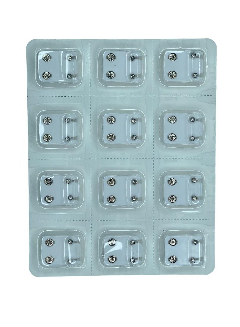 Influence Germany Silver Stud Earrings – 12 Pairs Multipack with Sparkling Stones - Image 2