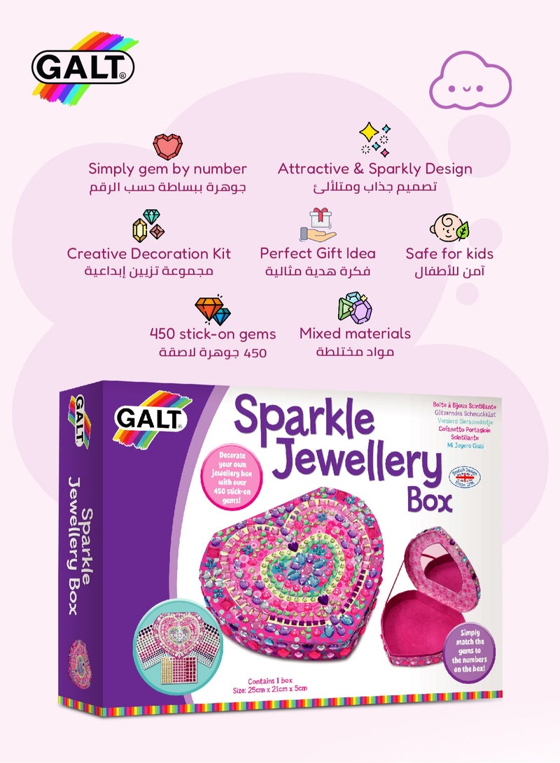 Galt Toys Sparkle Jewellery Box Craft Kit for Girls | 450 Stick-On Gems | DIY Storage Gift Set | Creative Jewelry Making Activity | Size 25 x 21 x 5 cm | Ages 6+ - Image 3