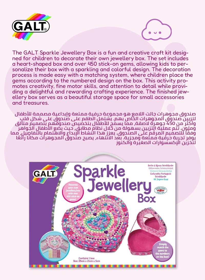 Galt Toys Sparkle Jewellery Box Craft Kit for Girls | 450 Stick-On Gems | DIY Storage Gift Set | Creative Jewelry Making Activity | Size 25 x 21 x 5 cm | Ages 6+ - Image 5
