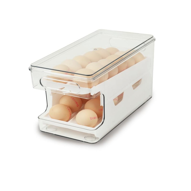 Egg Holder for Refrigerator,2 Tier Rolling Egg Dispenser 24 Eggs Storageï¼ŒAutomatic Egg Roller Organizer