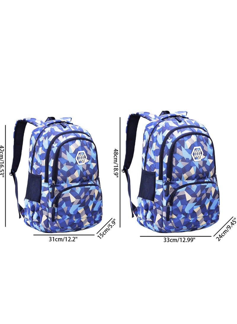 MIXDE Girl Geometric Printed Primary Junior High University School Bag Bookbag 3pcs Backpack Sets  - Image 2